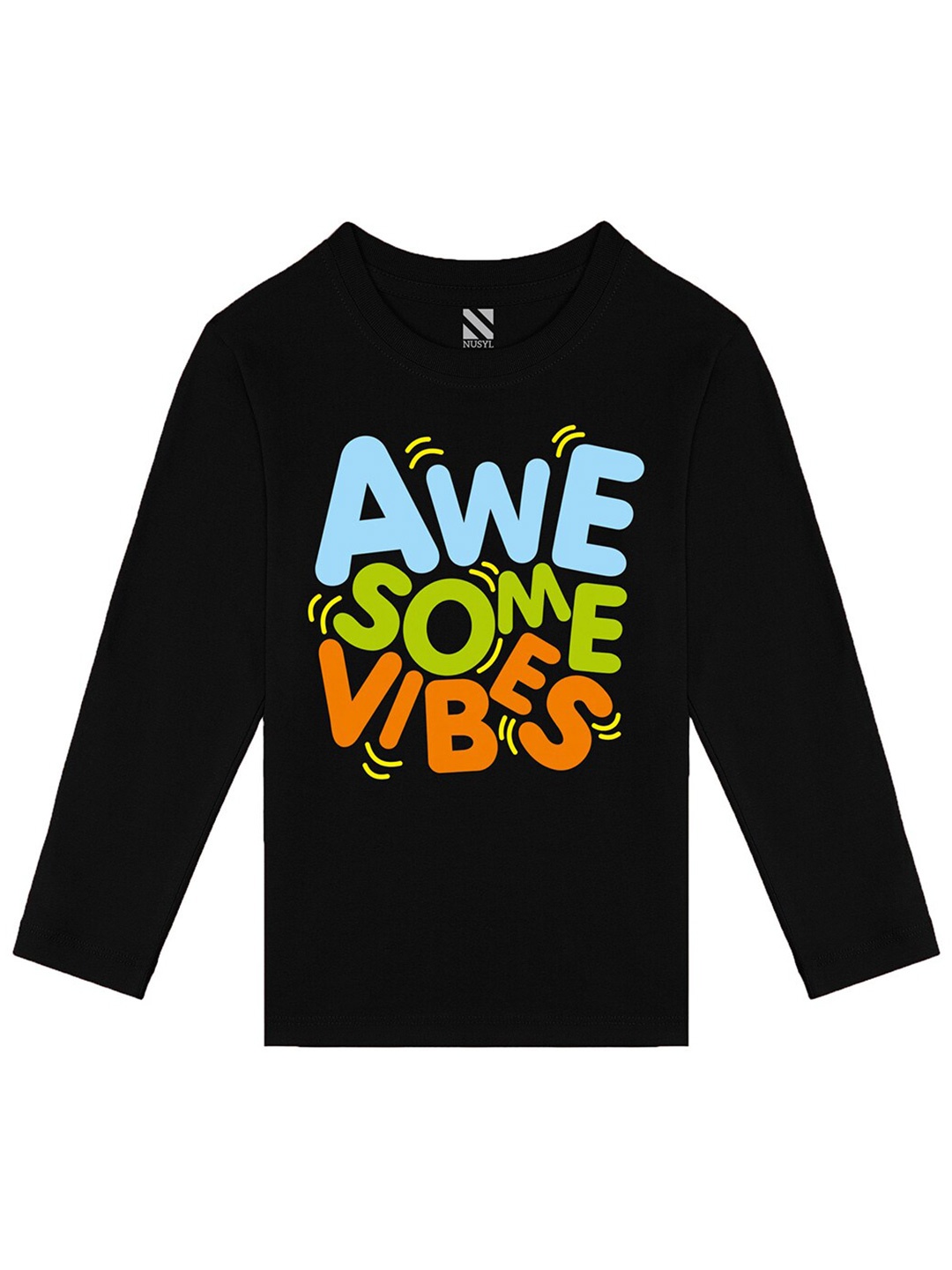 

BAESD Boys Typography Printed Long Sleeves Cotton T-shirt, Black