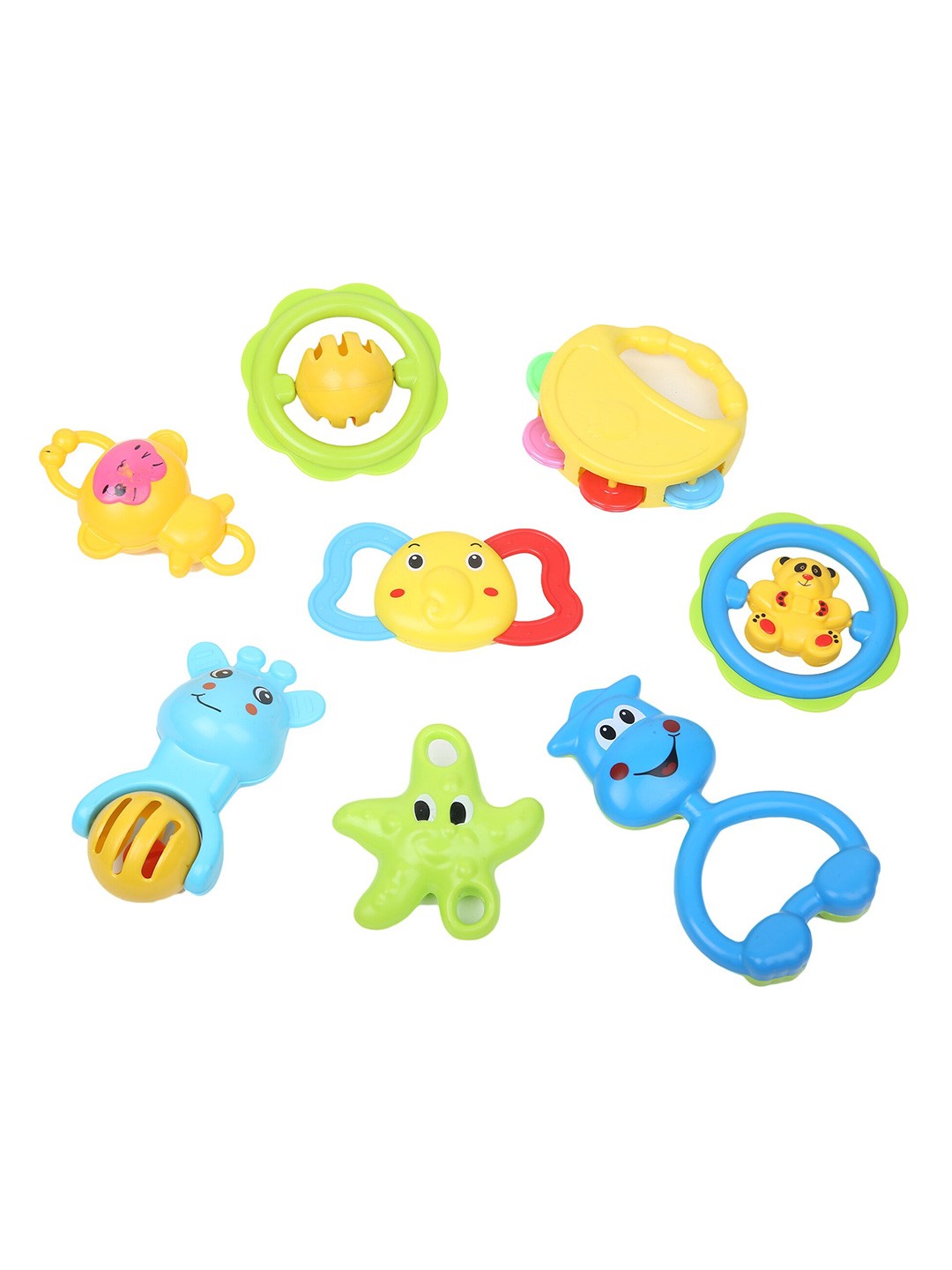

PLANET of Toys Infants Set of 8 Non Toxic Teether Toys, Yellow
