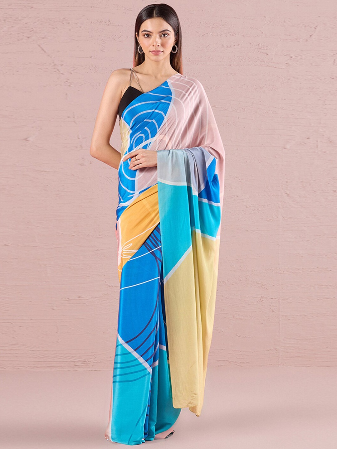 

navyasa by liva Abstract Printed Saree, Blue