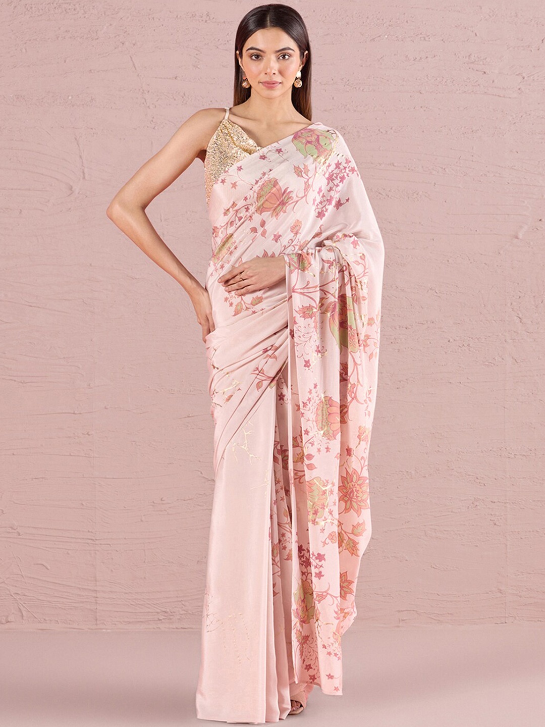 

navyasa by liva Floral Printed Saree, Beige