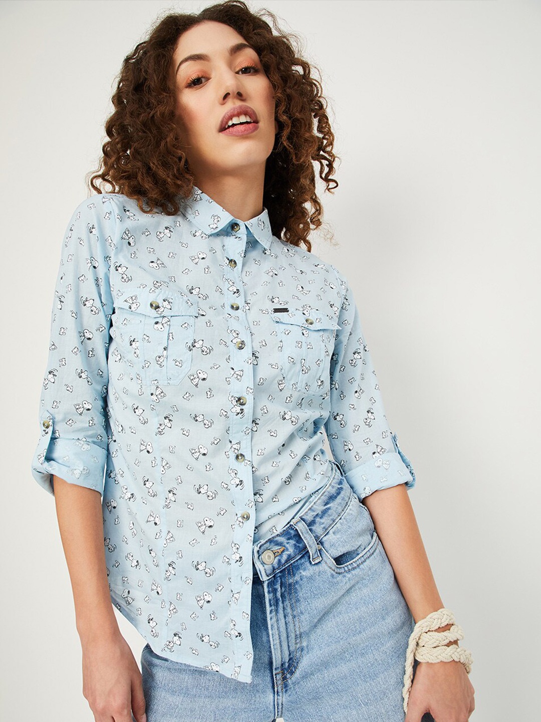 

max Floral Printed Pure Cotton Casual Shirt, Blue