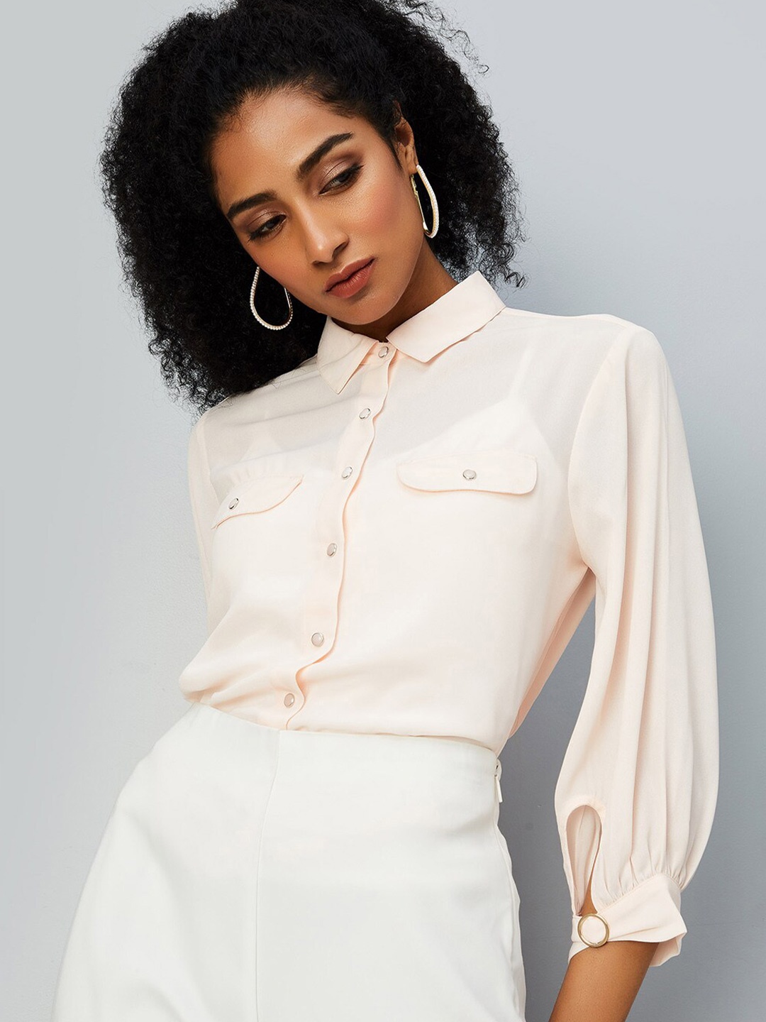 

max Spread Collar Casual Shirt, Pink