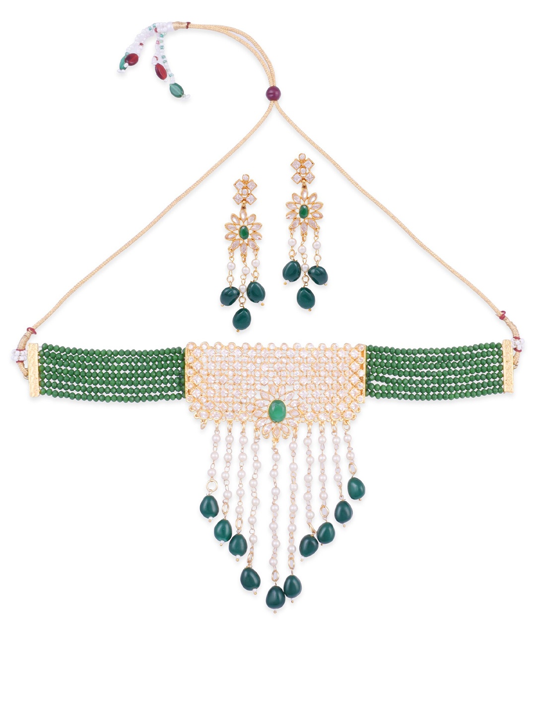 

STEORRA JEWELS Gold-plated Kundan Stone-Studded Jewellery Set