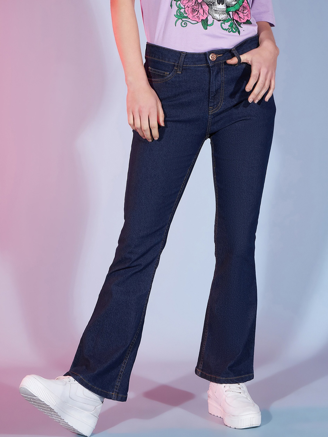 

DressBerry Women Comfort Flared Clean Look Stretchable Jeans, Blue