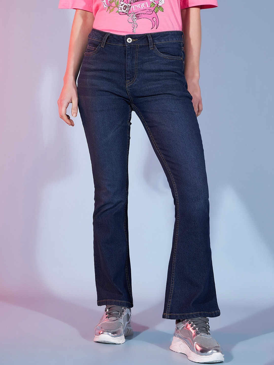 

DressBerry Women Comfort Flared Clean look Stretchable Jeans, Blue
