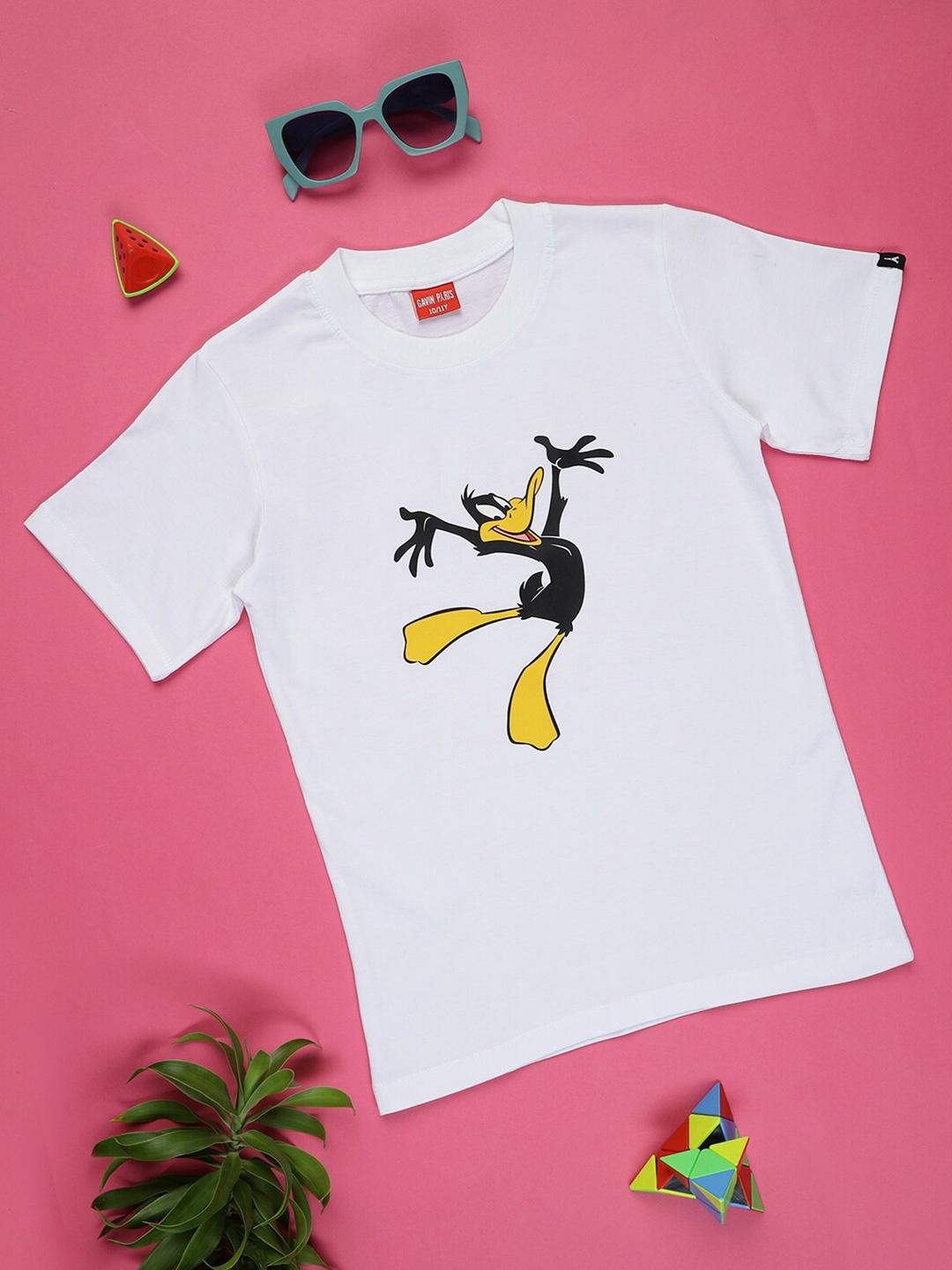 

Gavin Paris Boys Daffy Duck Printed Pure Cotton T-shirt, White