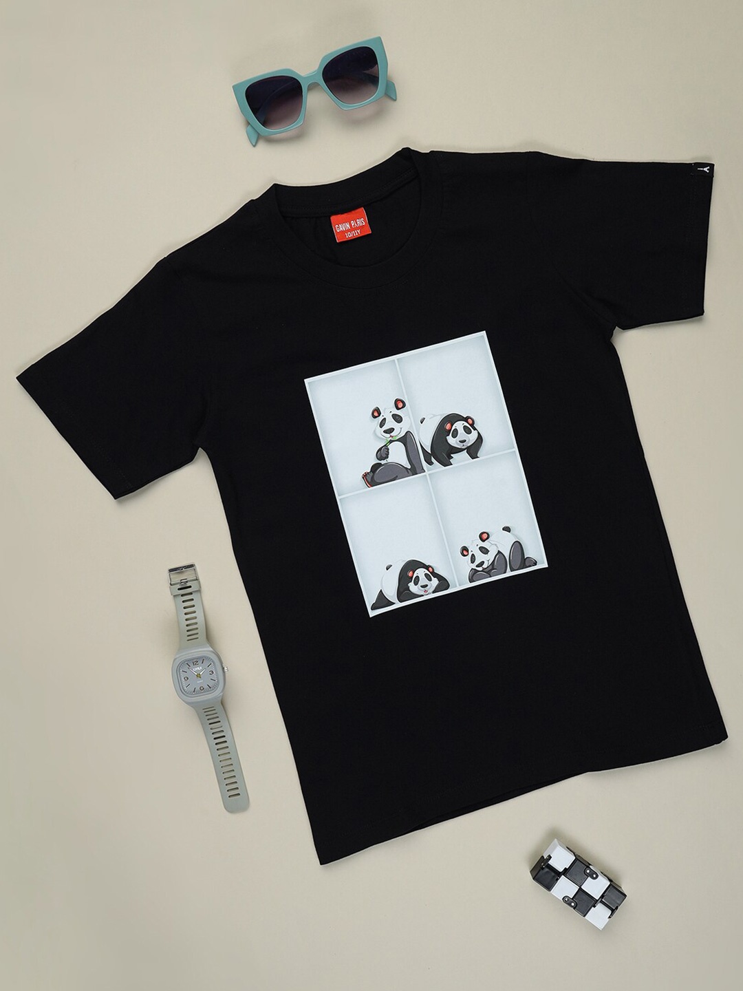 

Gavin Paris Boys Graphic Printed Pure Cotton T-shirt, Black