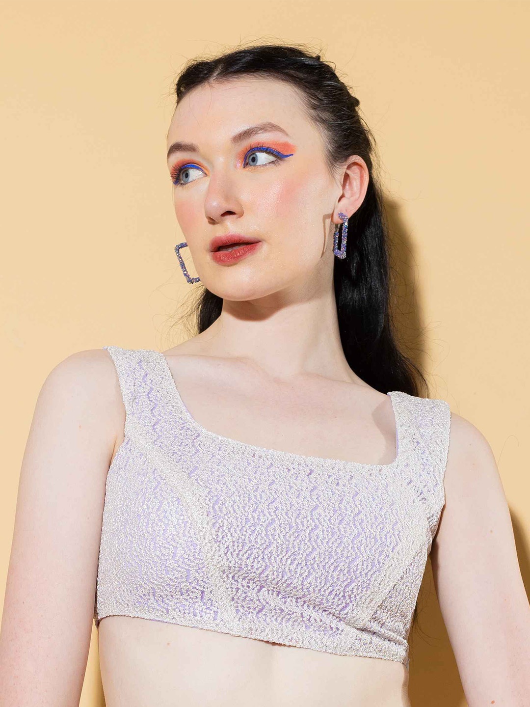

Stylecast X Hersheinbox Purple & White Embroidered Shoulder Straps Bralette Top