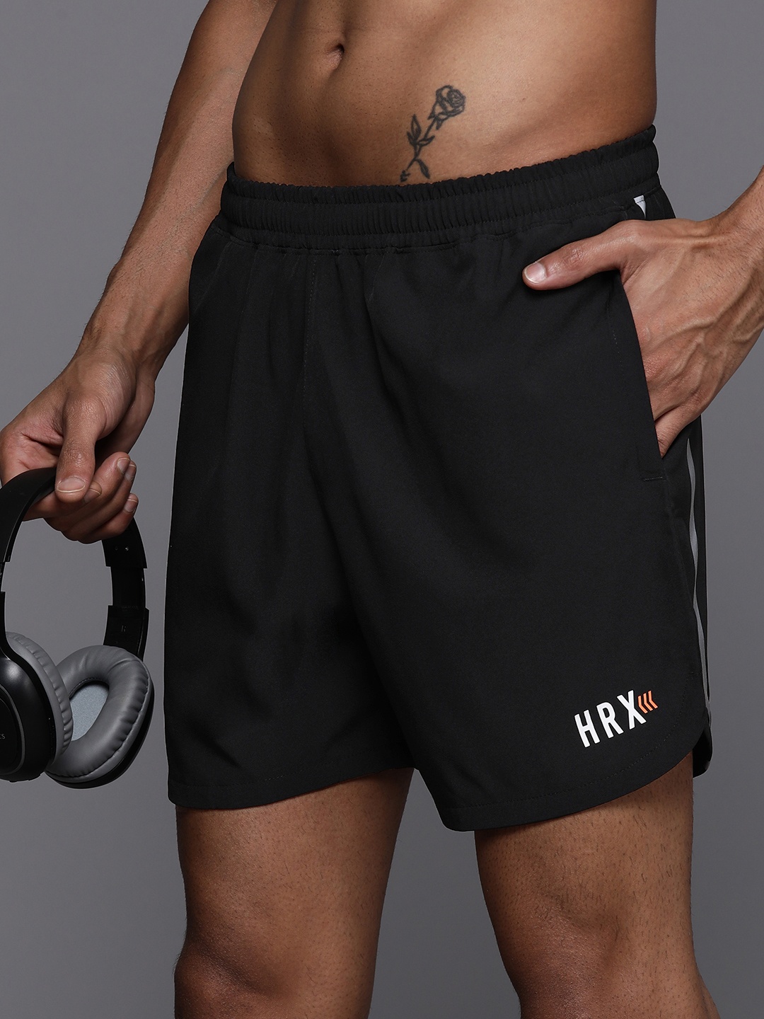 

HRX by Hrithik Roshan Men Running Rapid Dry Sports Shorts, Black