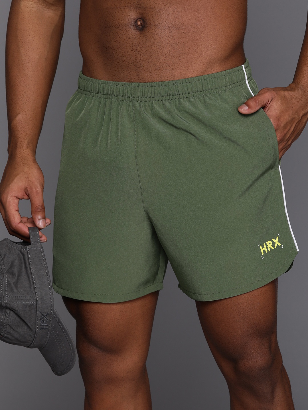 HRX by Hrithik Roshan Men Rapid-Dry Running Shorts, Olive
