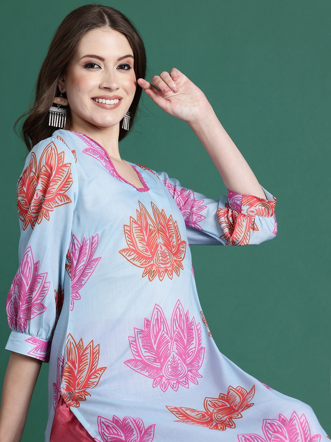 

Sangria Printed Straight Kurta, Blue