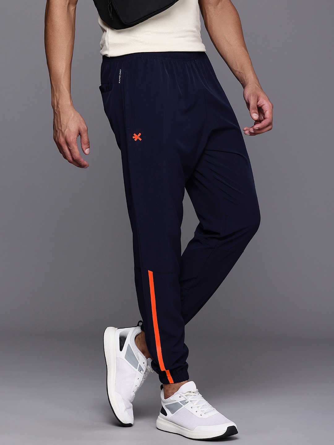 

HRX by Hrithik Roshan Lifestyle Side Striped Rapid-Dry Joggers, Navy blue