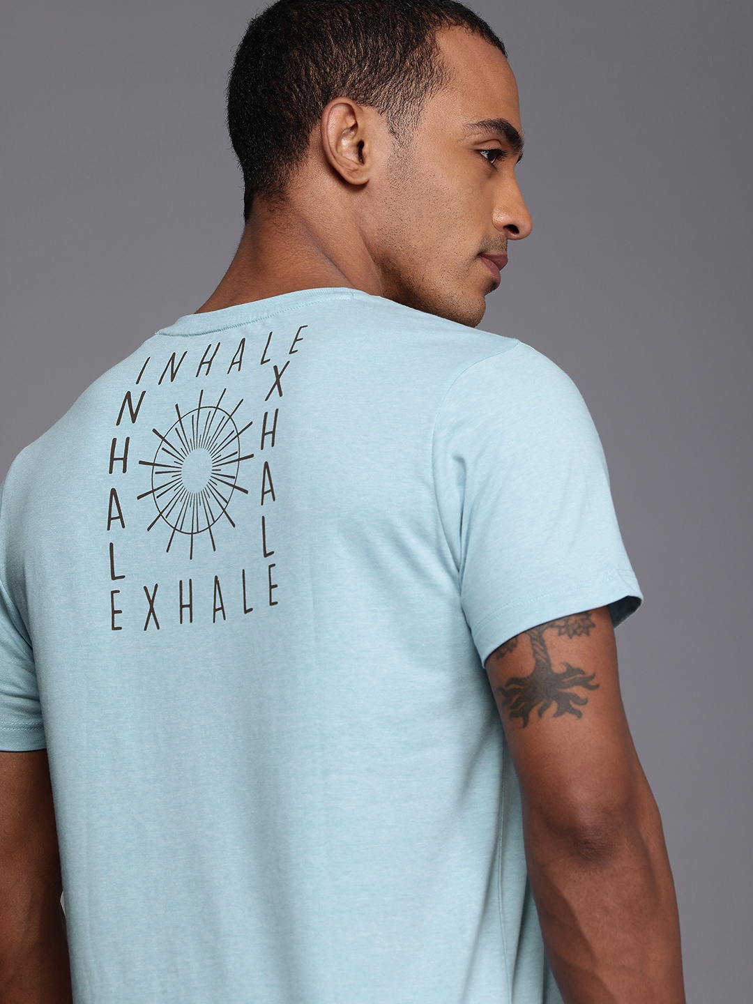 

HRX by Hrithik Roshan Typography Printed Yoga T-shirt, Blue