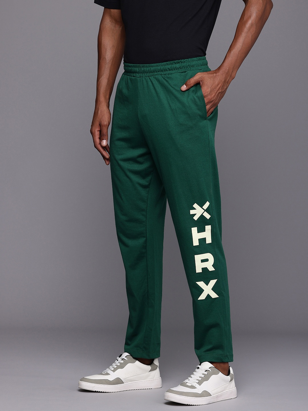 

HRX by Hrithik Roshan Men Printed Rapid Dry Track Pants, Green
