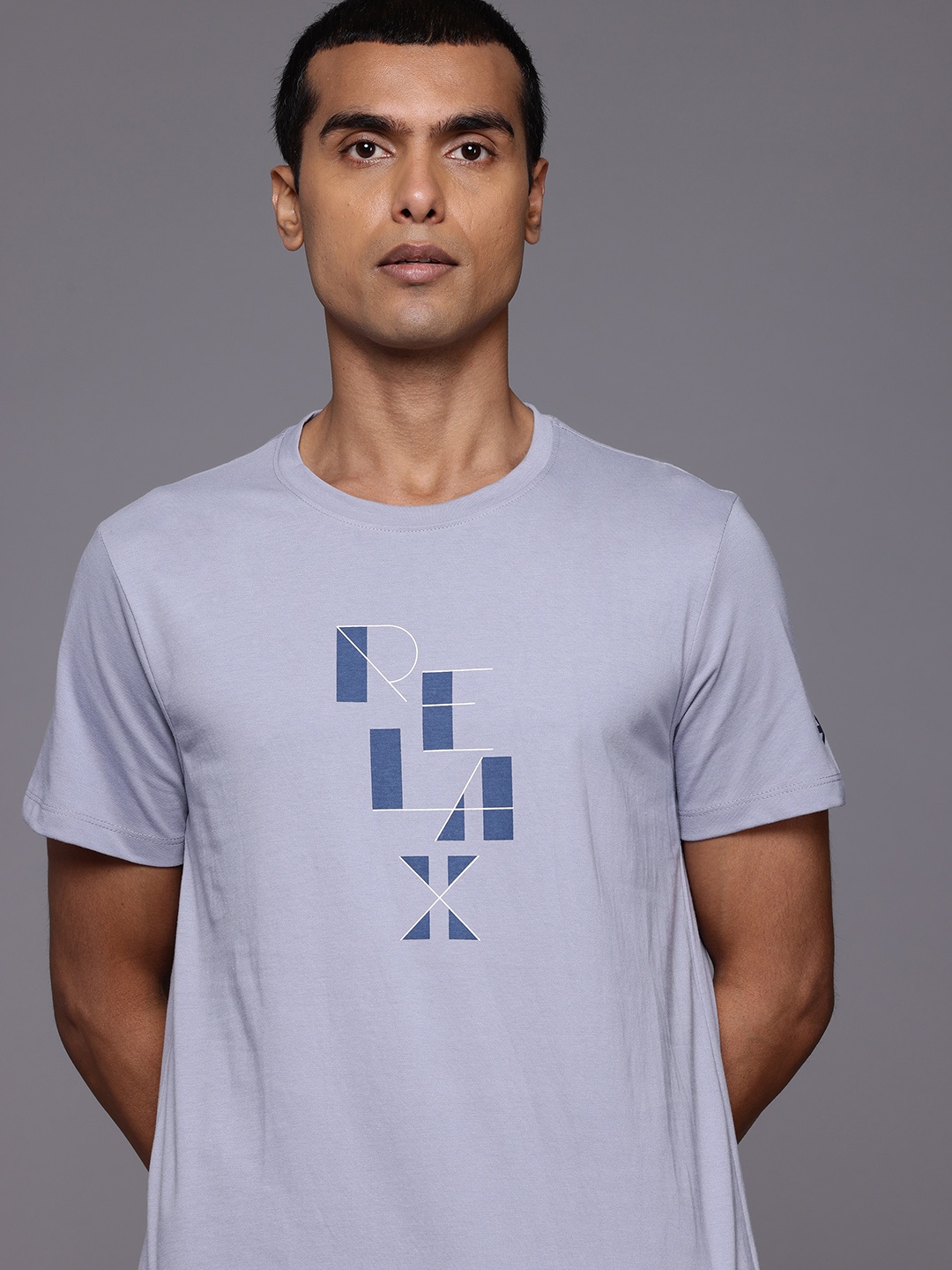 

HRX by Hrithik Roshan Typography Print Yoga T-shirt, Blue