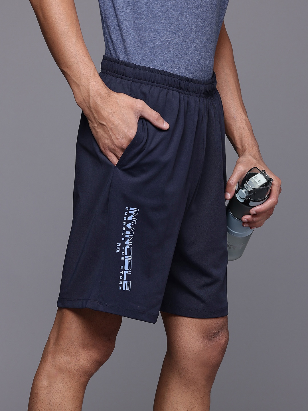 

HRX by Hrithik Roshan Men Typography Print Lifestyle Shorts, Navy blue