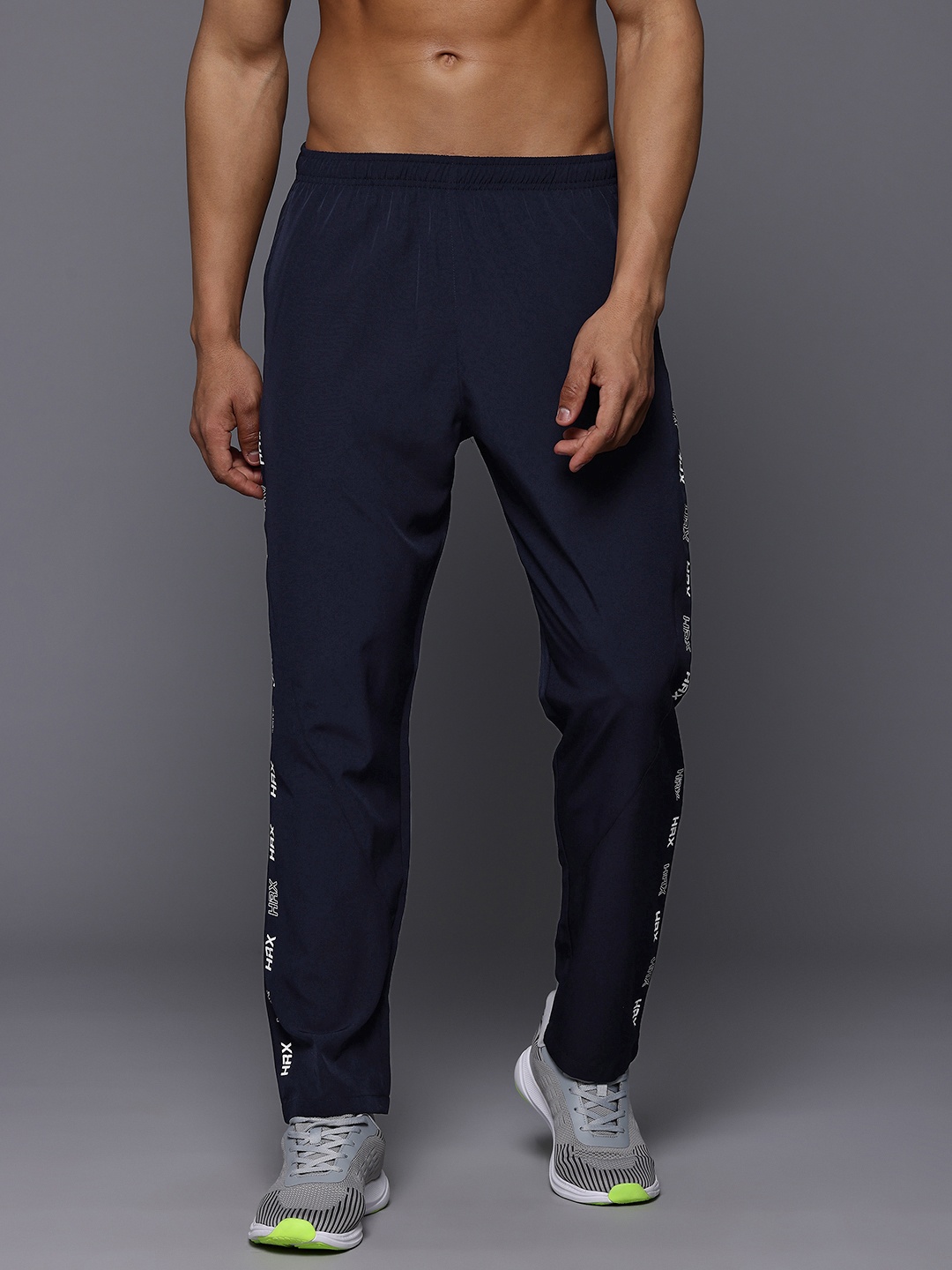 

HRX by Hrithik Roshan Men Printed Detail Rapid-Dry Training Track Pants, Navy blue