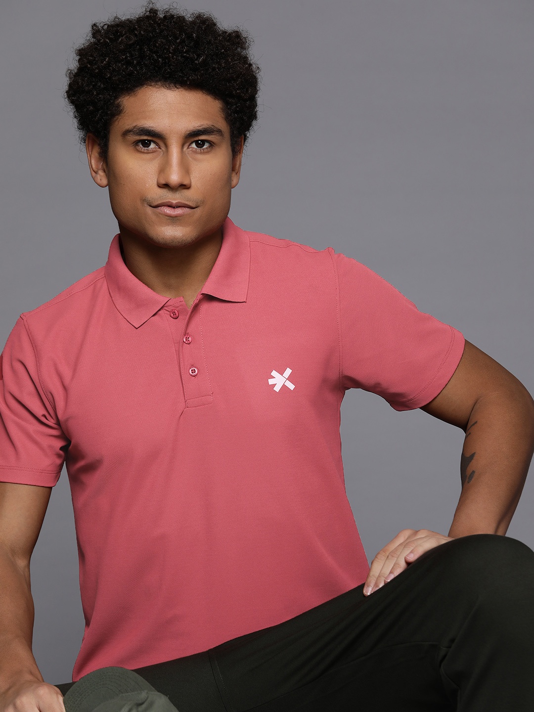 

HRX by Hrithik Roshan Lifestyle Polo Collar T-shirt, Rose