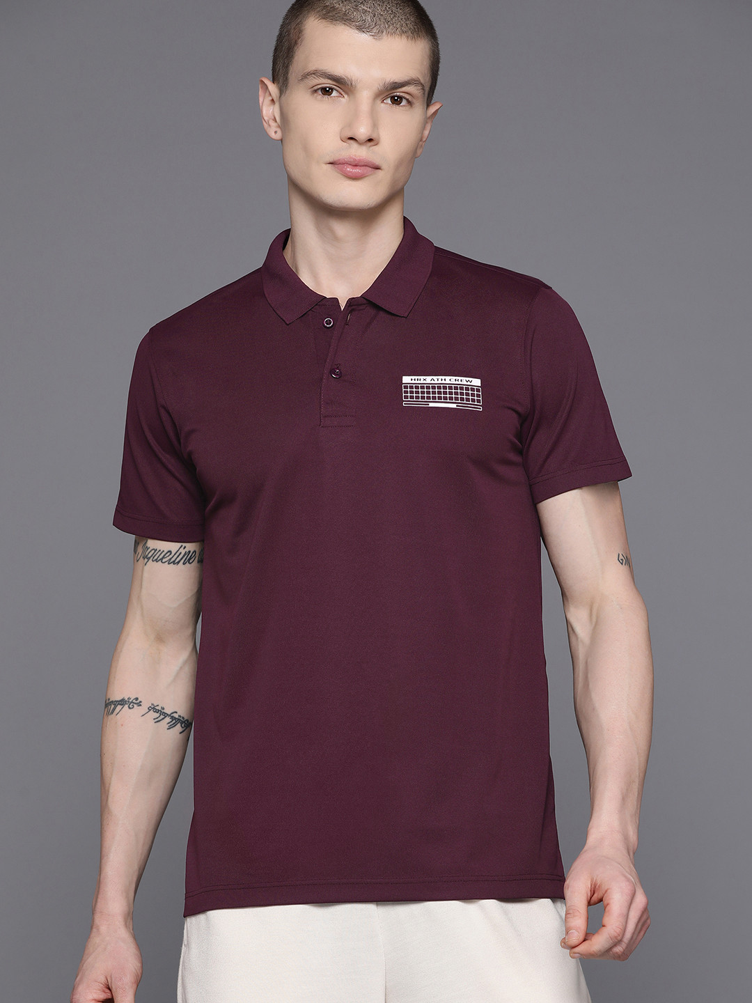 

HRX by Hrithik Roshan Polo Collar T-shirt, Burgundy