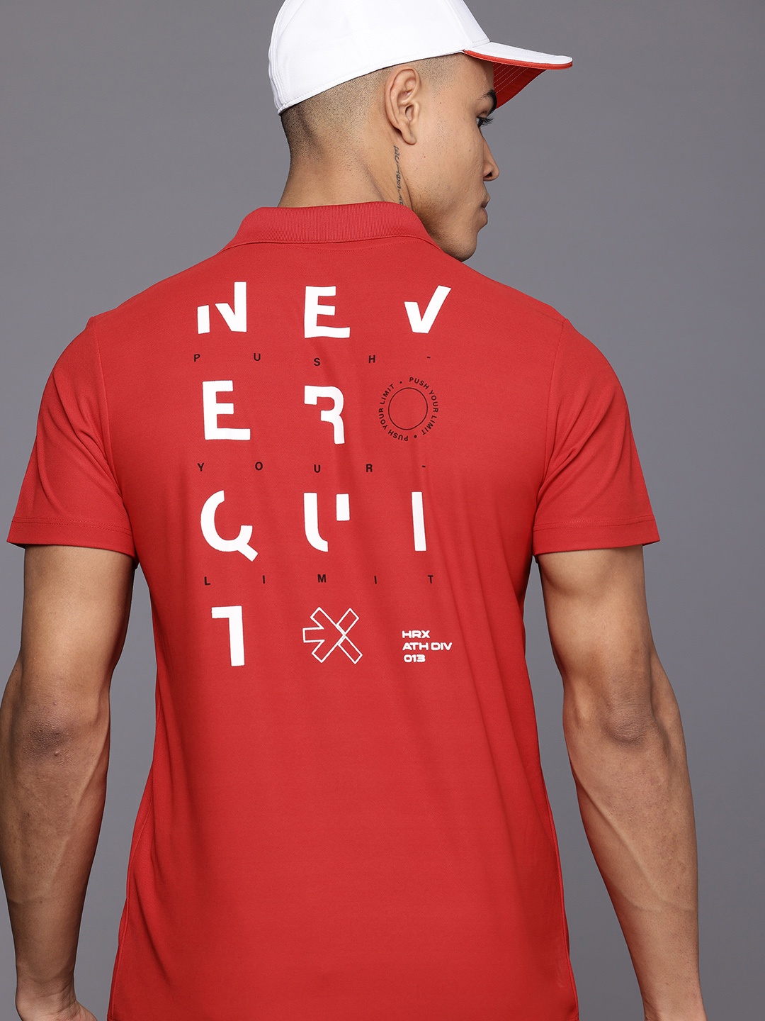 

HRX by Hrithik Roshan Typography Print Polo Collar T-shirt, Red