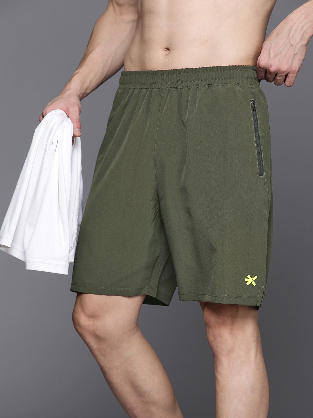 

HRX by Hrithik Roshan Men Rapid-Dry Training Shorts, Olive
