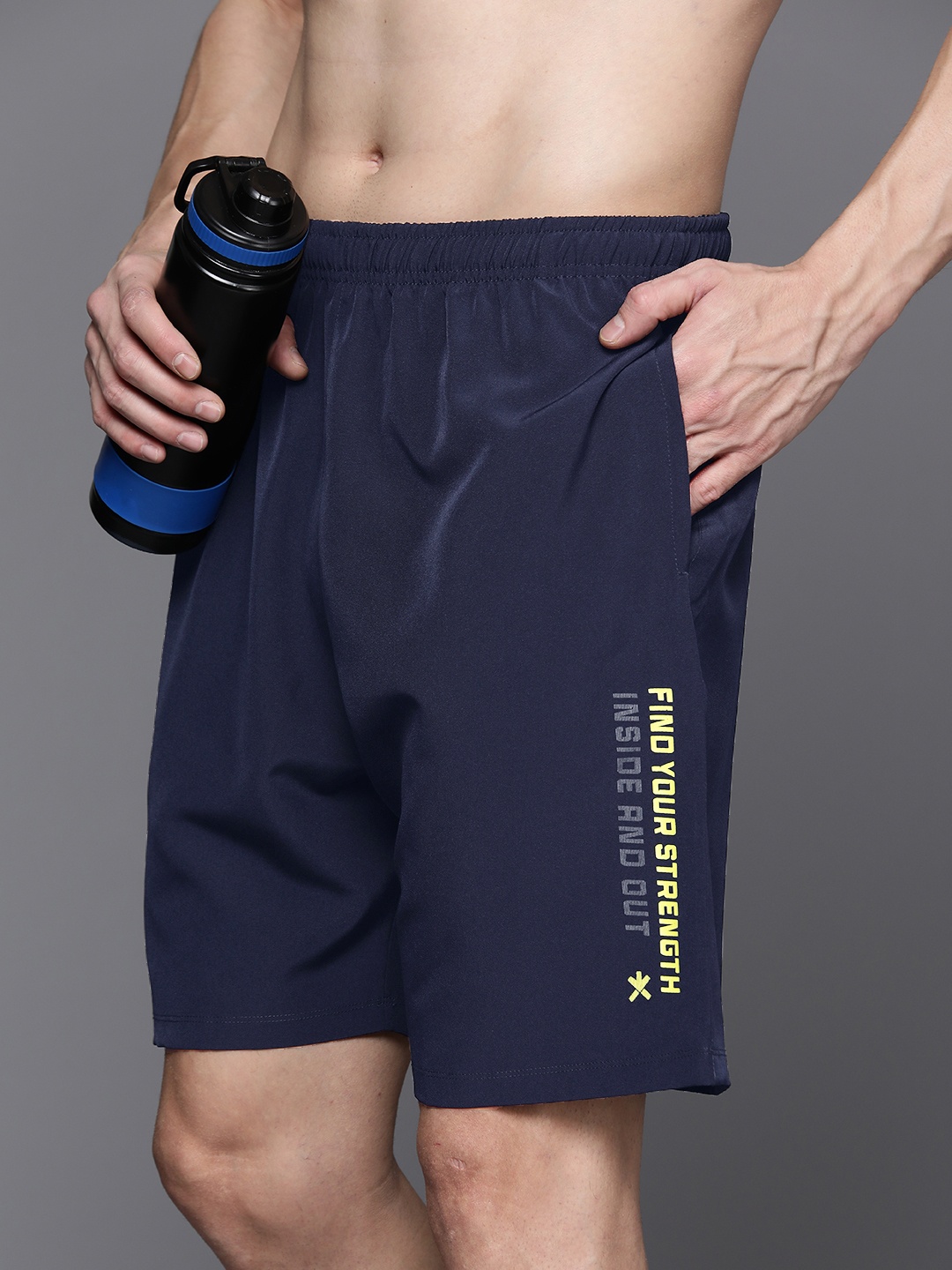 

HRX by Hrithik Roshan Men Rapid-Dry Training Shorts, Navy blue