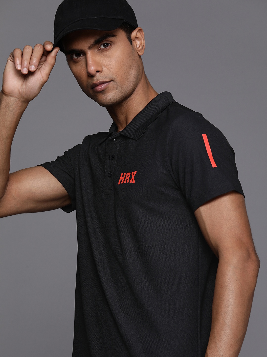 

HRX by Hrithik Roshan Men Polo Collar Lifestyle T-shirt, Black