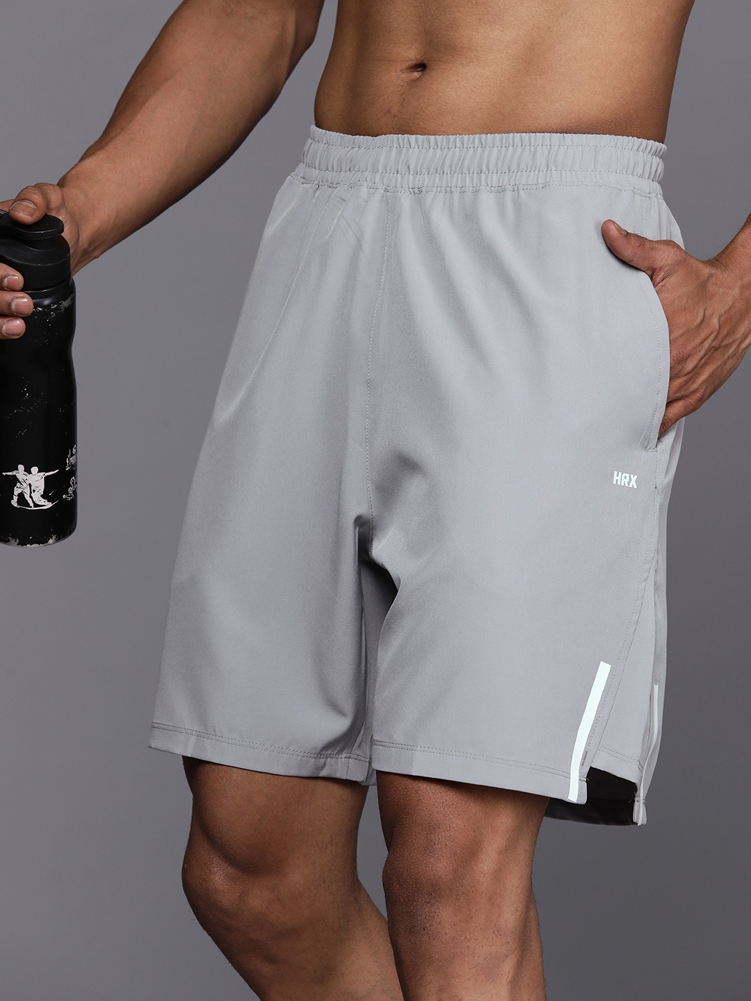 

HRX by Hrithik Roshan Men Rapid-Dry Training Shorts, Grey