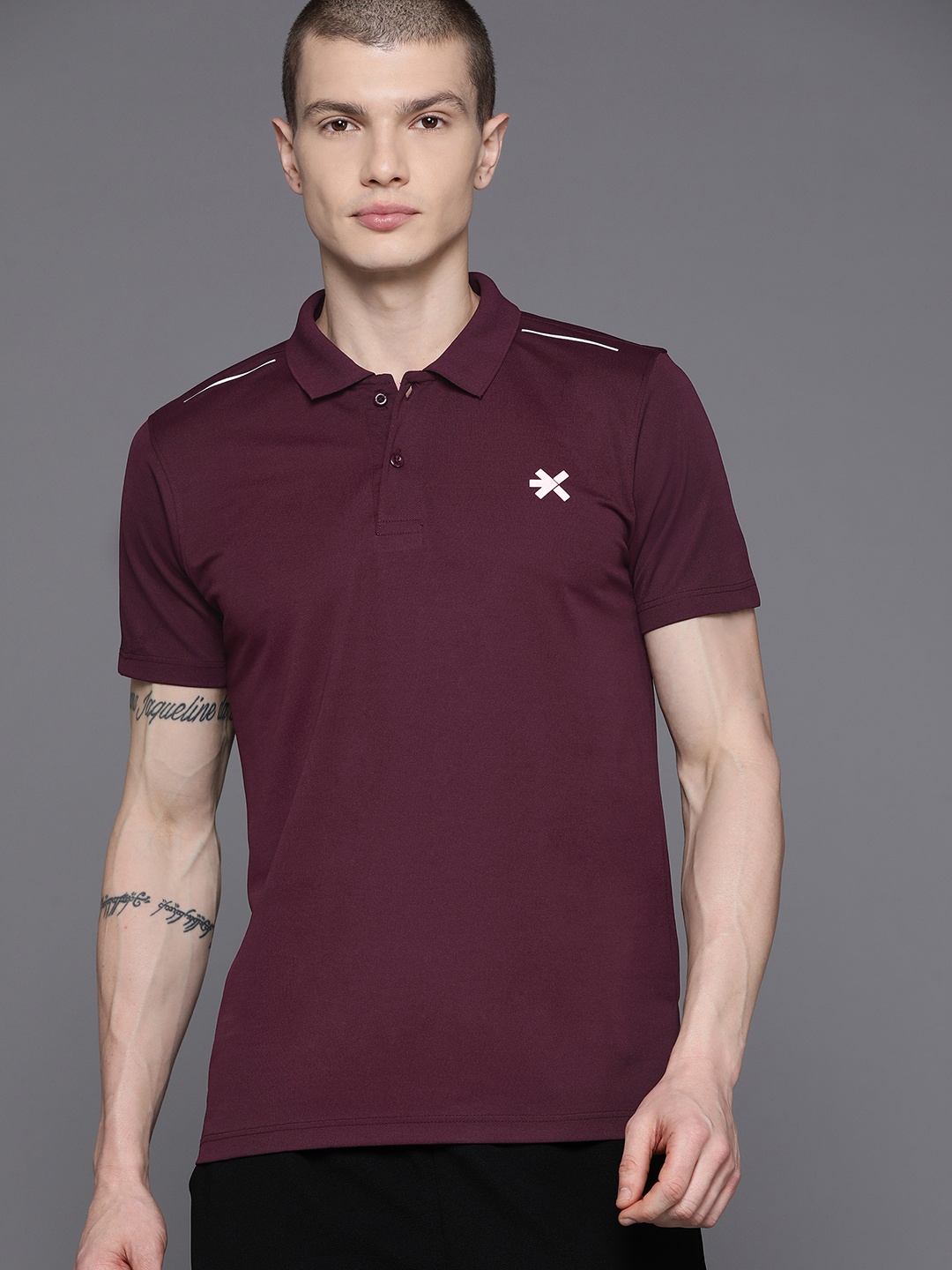 

HRX by Hrithik Roshan Polo Collar T-shirt, Burgundy