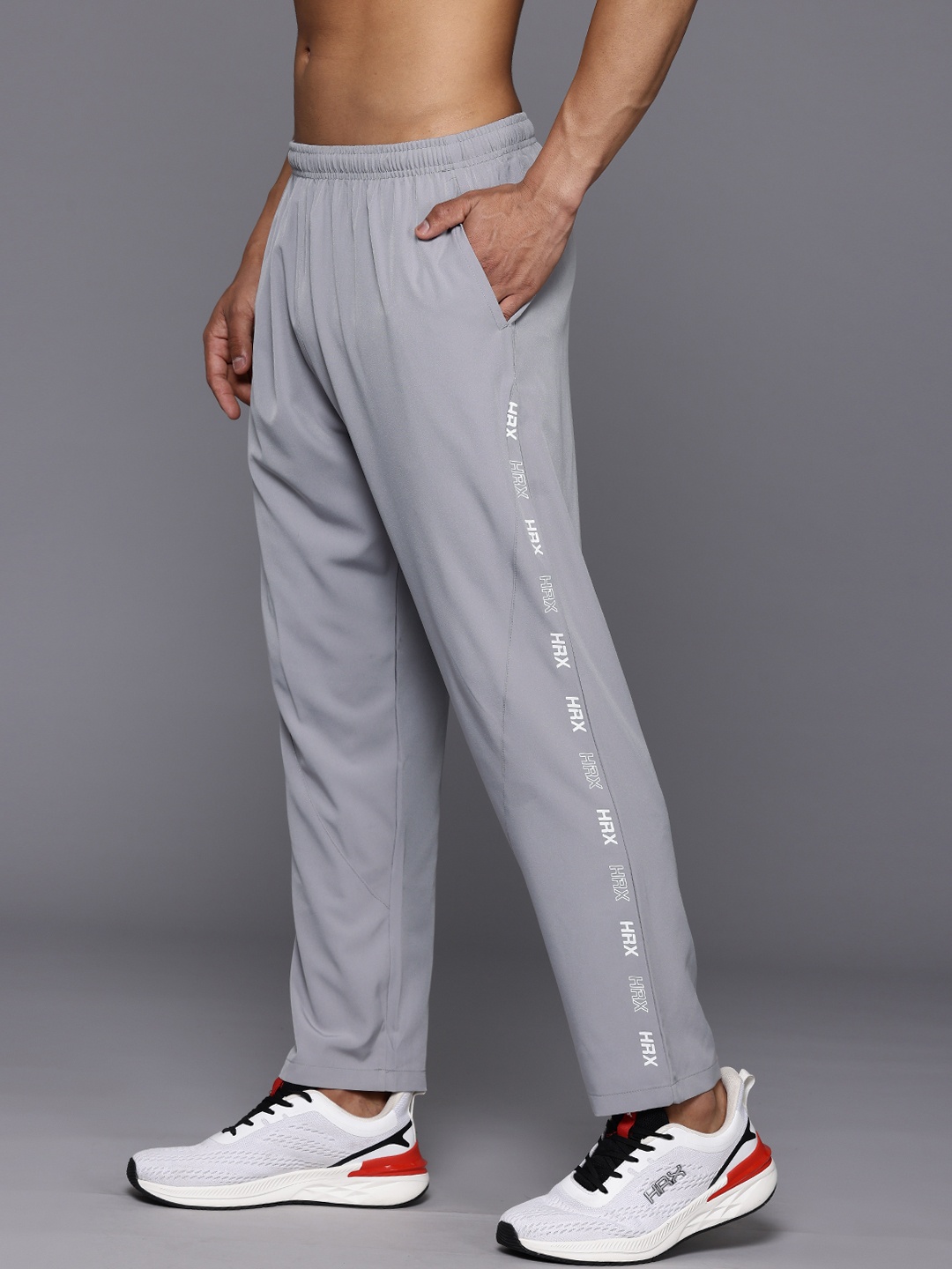 

HRX by Hrithik Roshan Men Printed Detail Rapid-Dry Training Track Pants, Grey