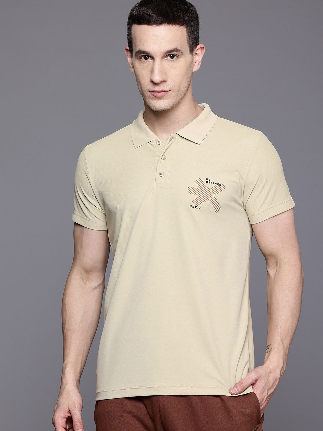 

HRX by Hrithik Roshan Polo Collar Lifestyle T-shirt, Beige