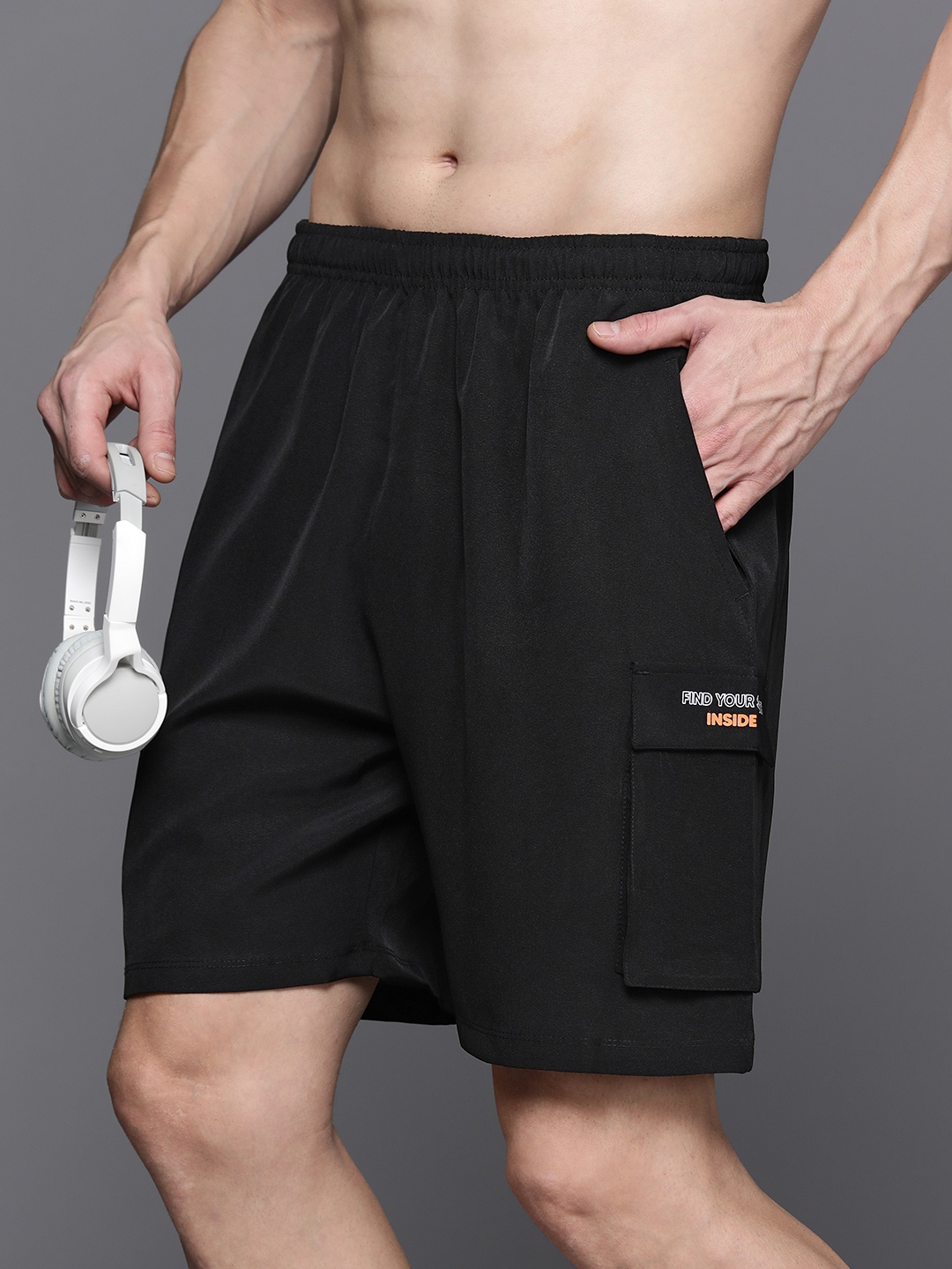 

HRX by Hrithik Roshan Men Rapid-Dry Training Shorts, Black