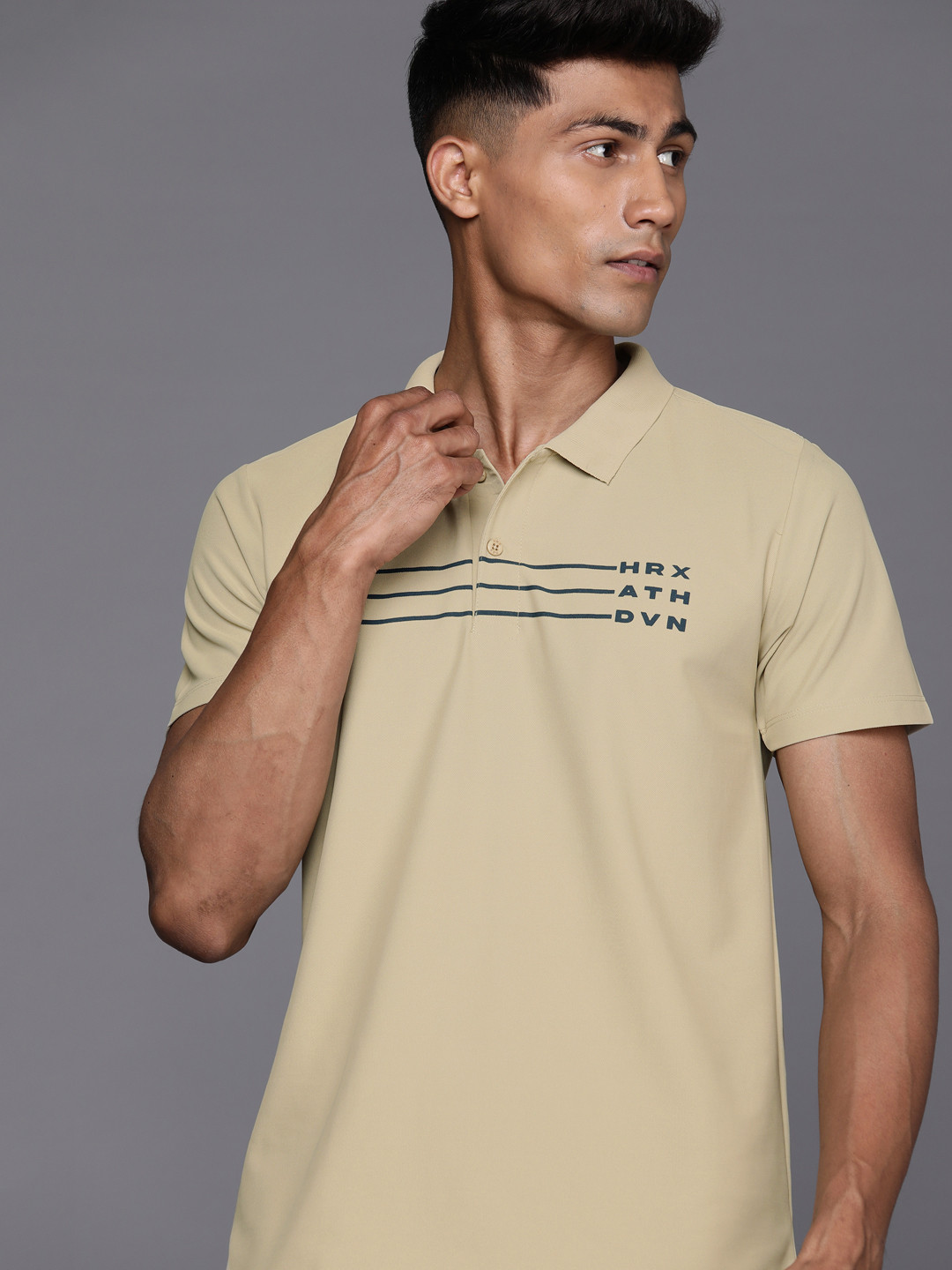 

HRX by Hrithik Roshan Printed Polo Collar T-shirt, Beige