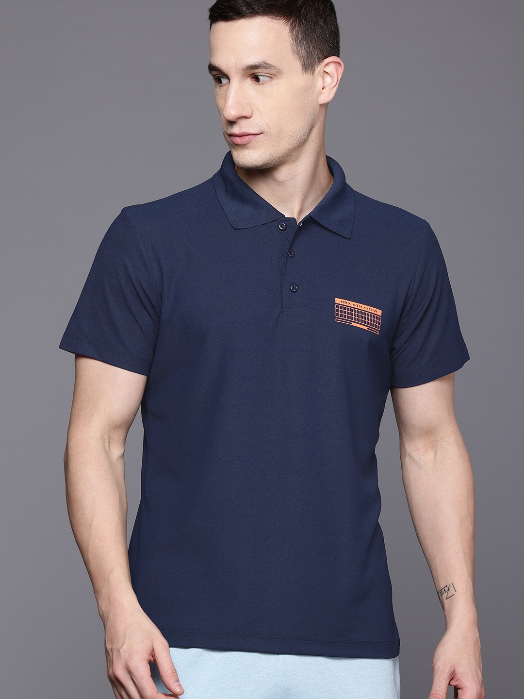 

HRX by Hrithik Roshan Polo Collar Lifestyle T-shirt, Navy blue