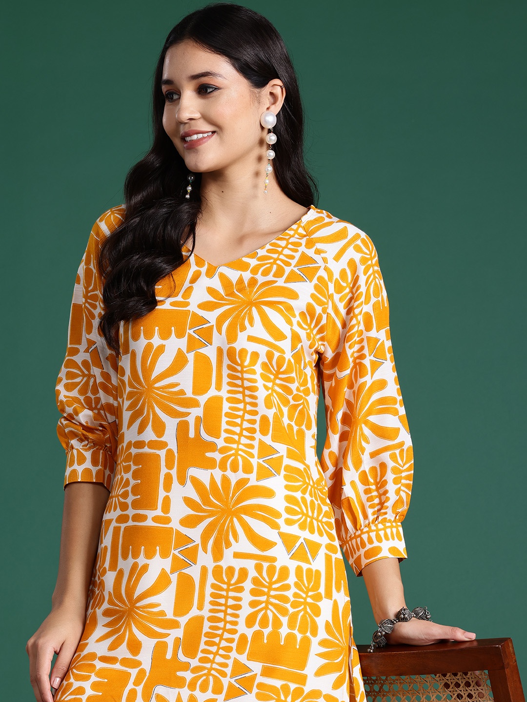 

Sangria Women Ethnic Motifs Printed Kurta, White