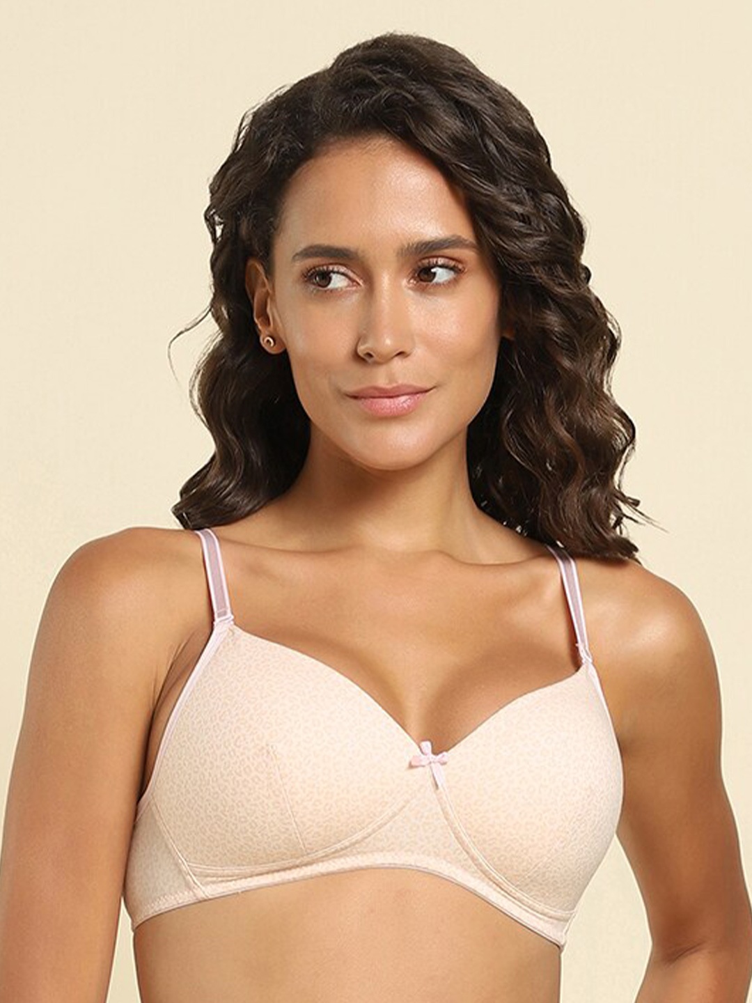 

Van Heusen Animal Printed Lightly Padded Cotton Everyday Bra- All Day Comfort, Beige