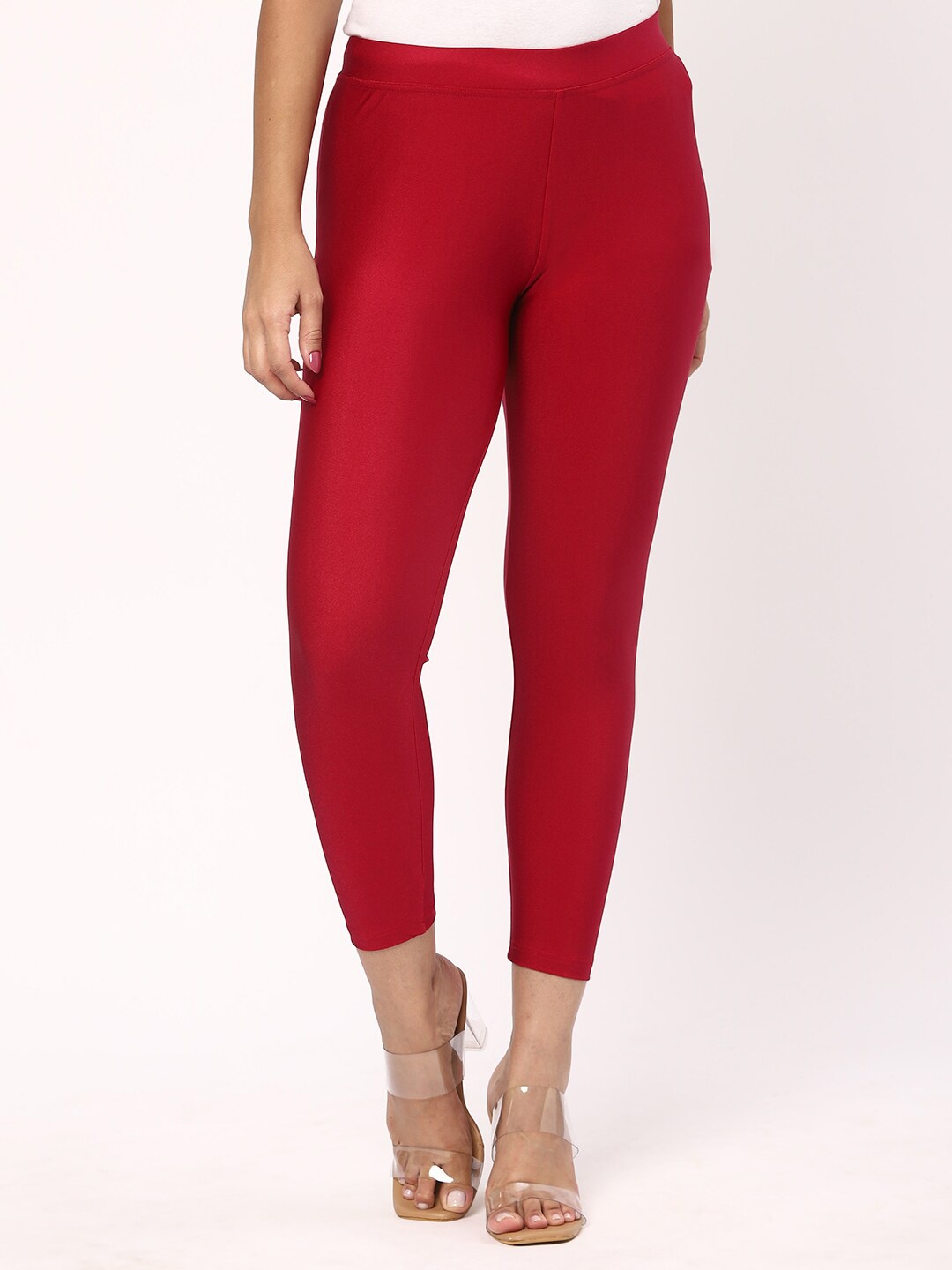 

R&B Cotton Ankle-Length Leggings, Red