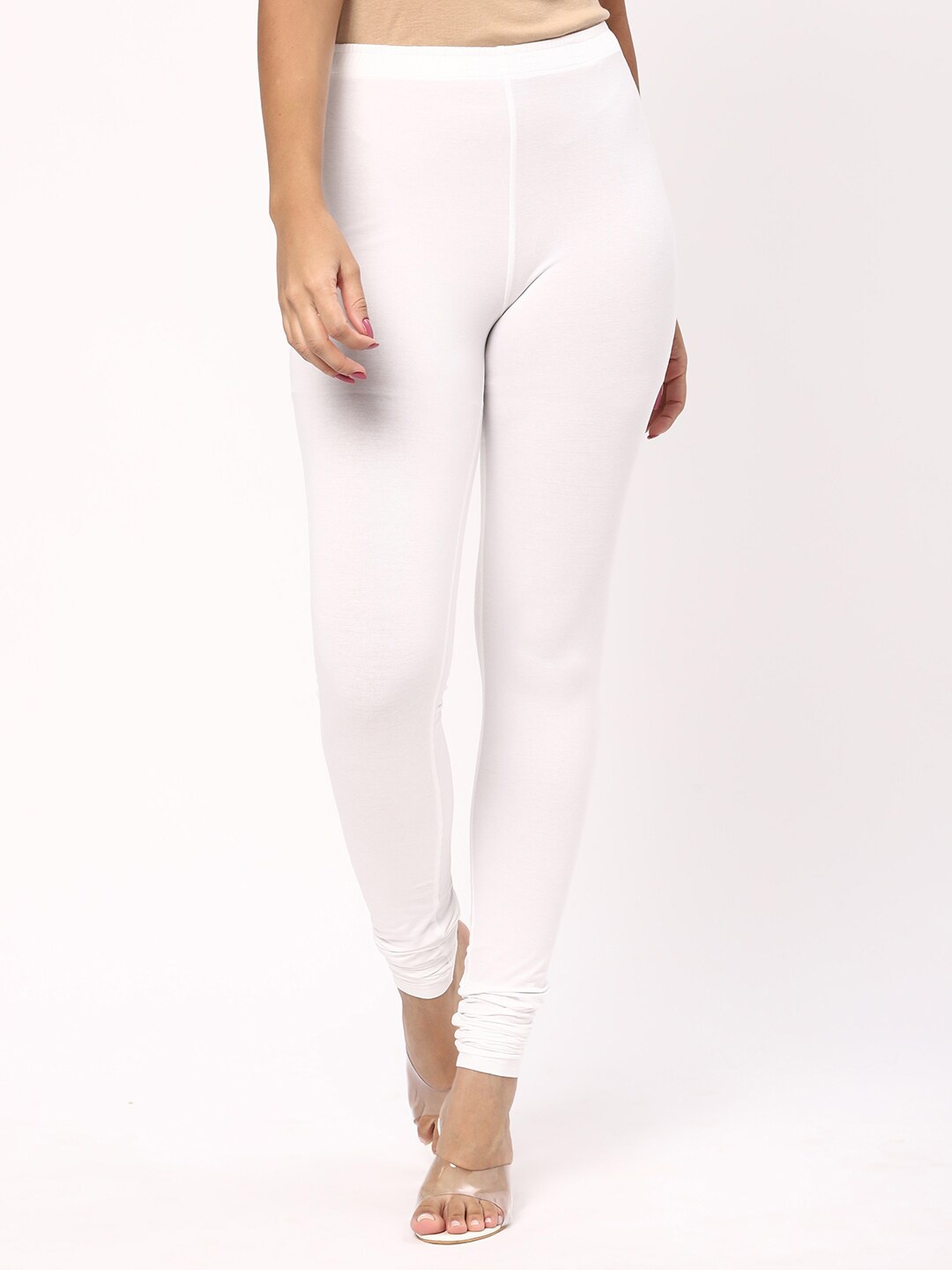 

R&B Churidar Length Cotton Leggings, White