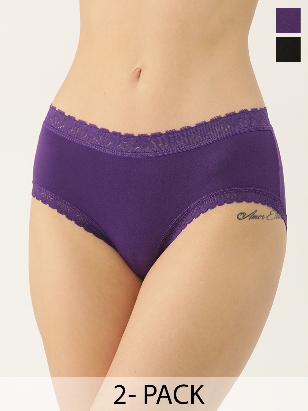 

Ms.Lingies Pack Of 2 Laced Hipster Briefs MSP104, Multi