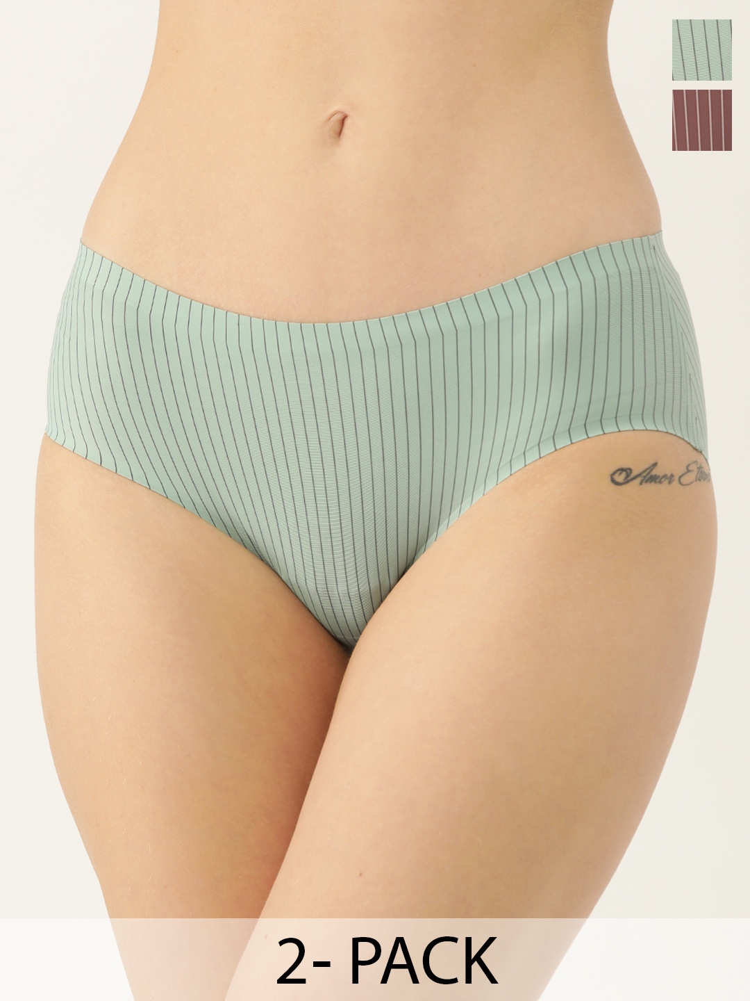 

Ms.Lingies Pack Of 2 Striped Hipster Briefs MSP114, Multi