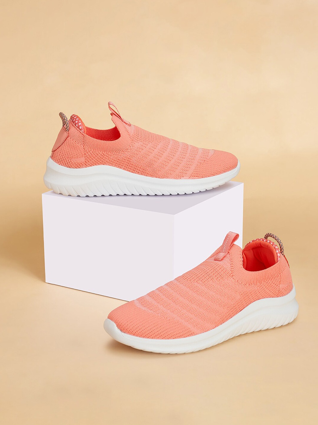 

Forever Glam by Pantaloons Women Textured Walking Slip-On Shoes, Coral
