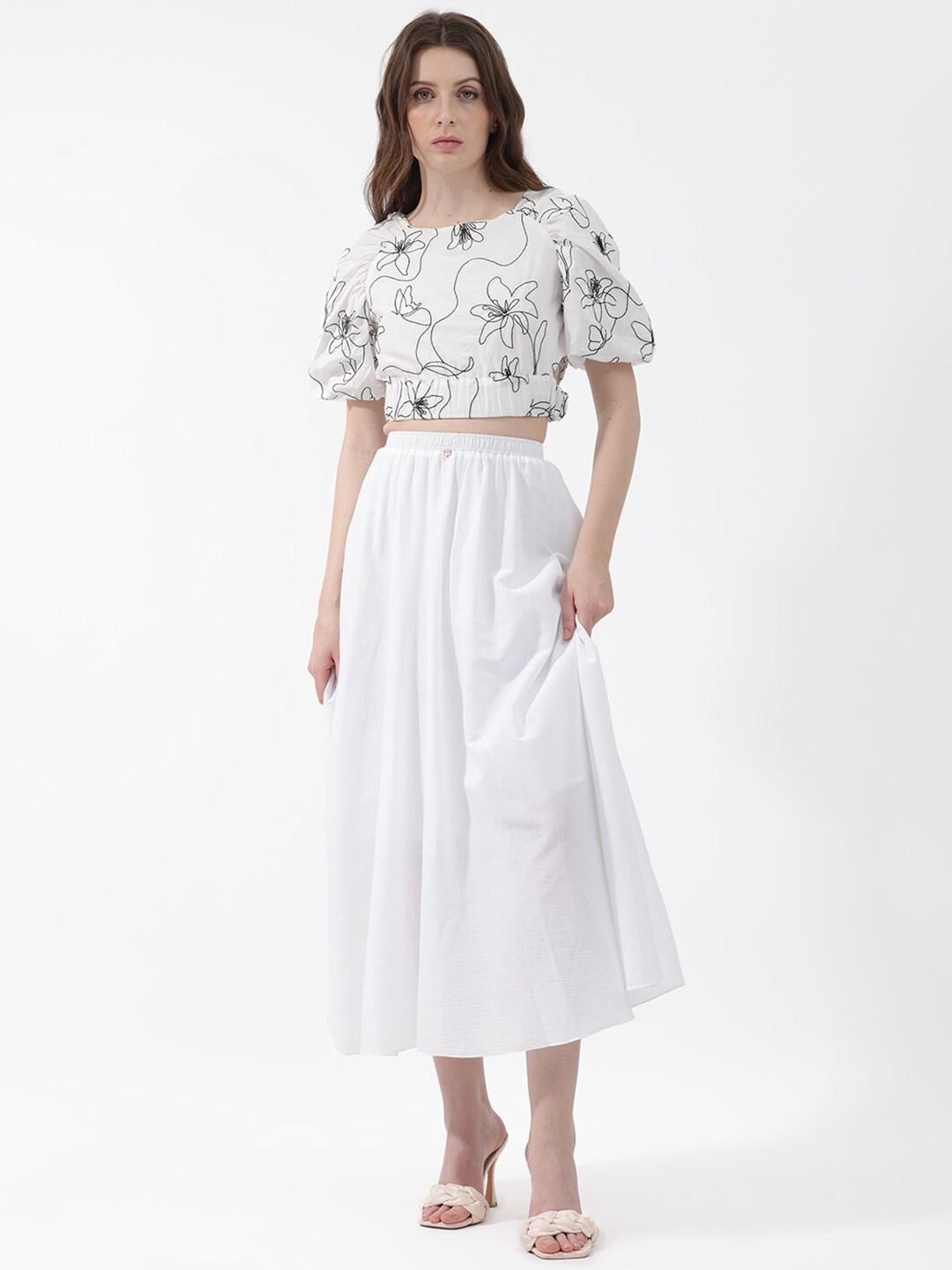 

RAREISM Flared Midi Skirts, White