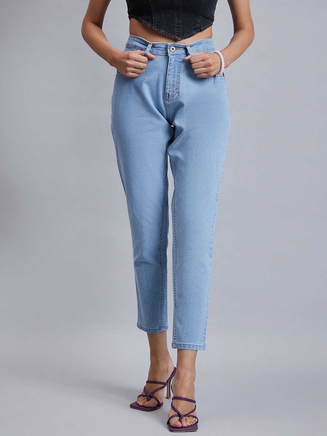

Chemistry Women Comfort High-Rise Mom Fit Stretchable Jeans, Blue