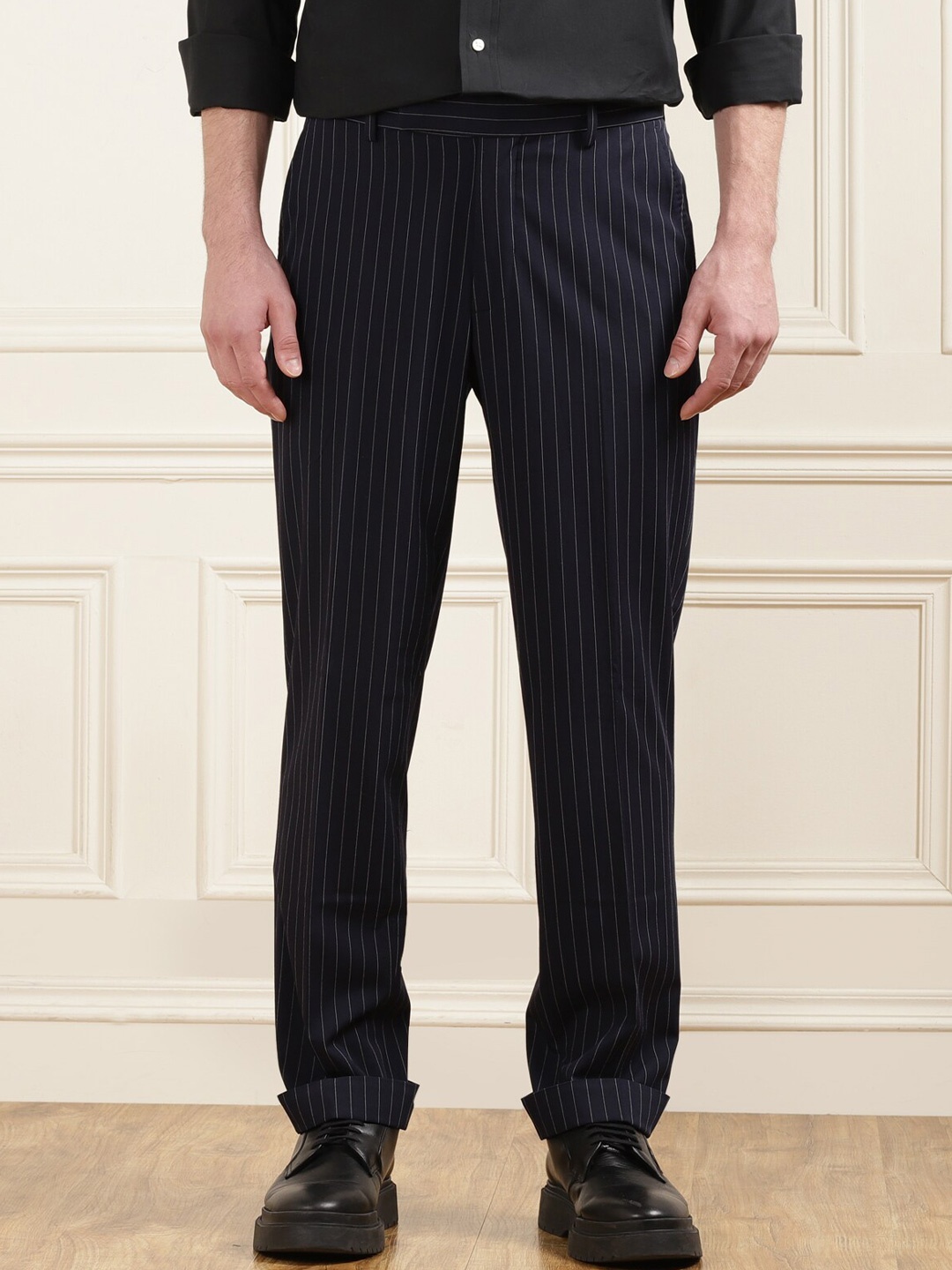 

Polo Ralph Lauren Men Striped Printed Stretch Twill Formal Trousers, Blue