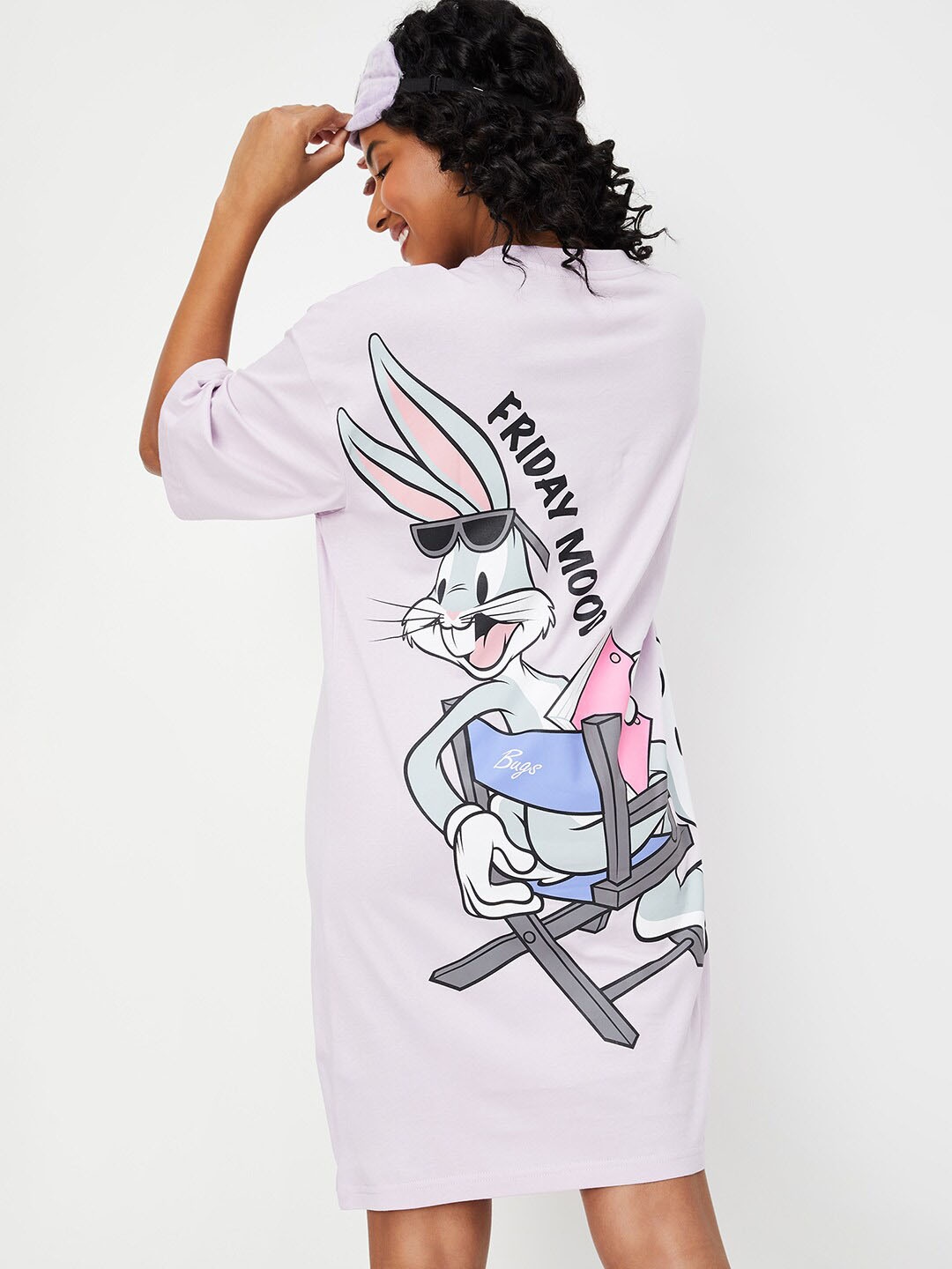 

max Printed Pure Cotton T-shirt Nightdress, Purple