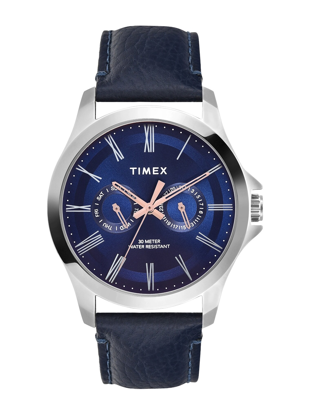 

Timex Men Brass Dial & Leather Straps Analogue Watch TW000X132, Blue