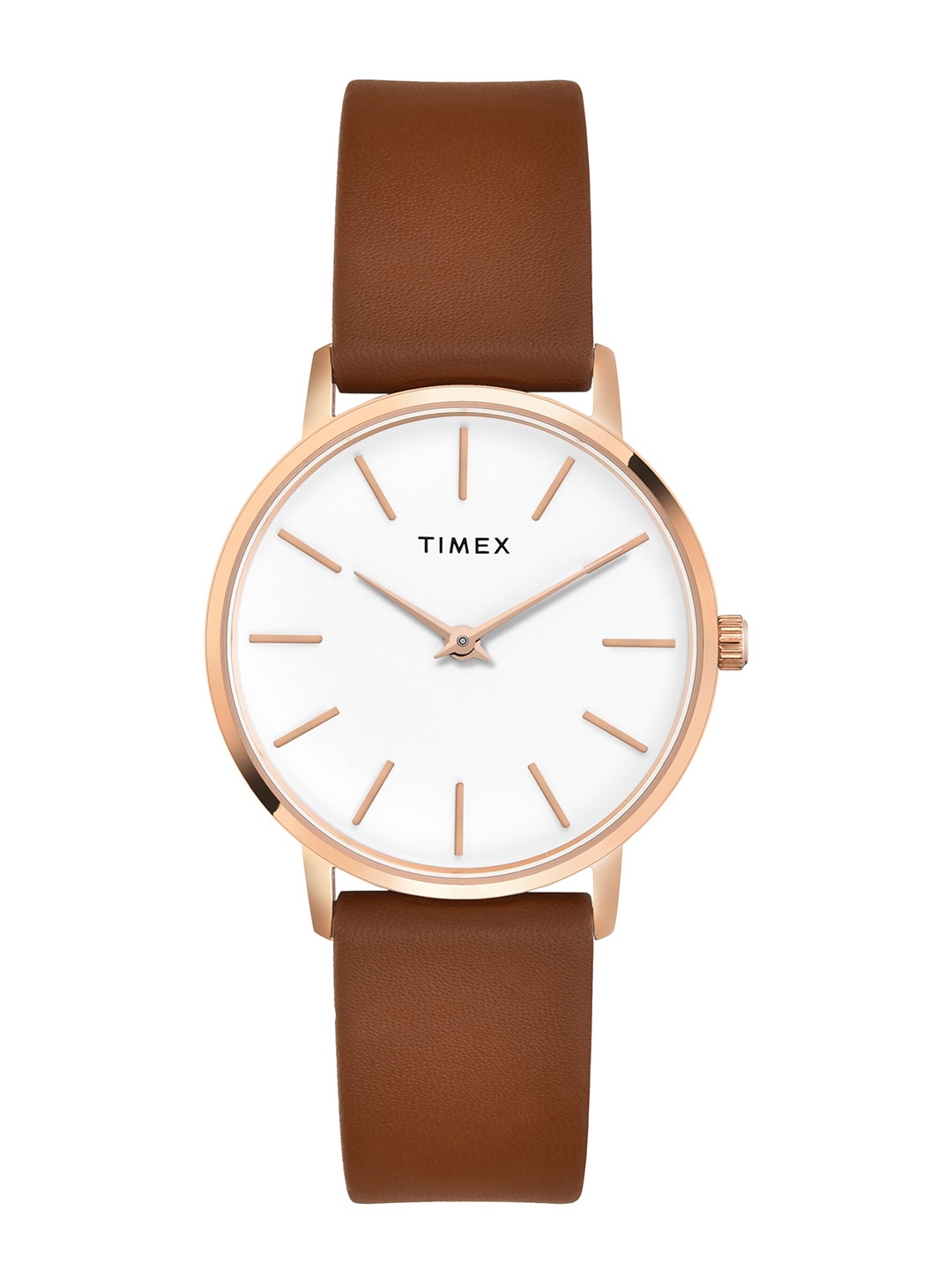 

Timex Women Brass Dial Leather Straps Analogue Watch TWEL15609, White