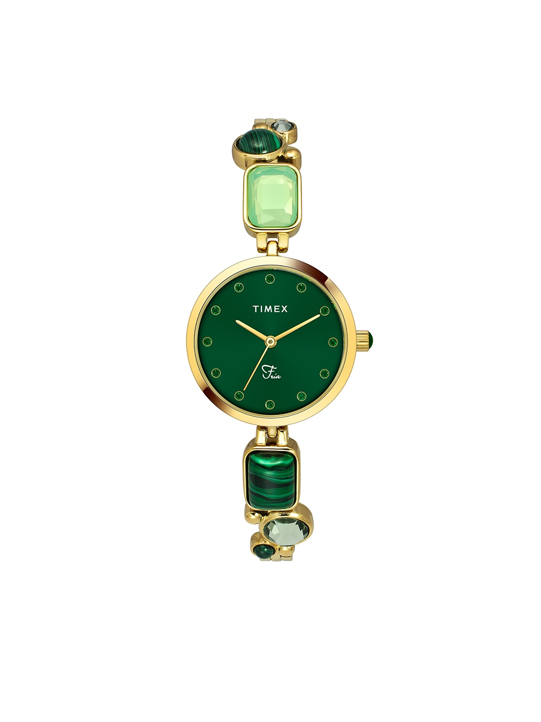 

Timex Women Brass Embellished Dial Analogue Watch TWEL17801, Green