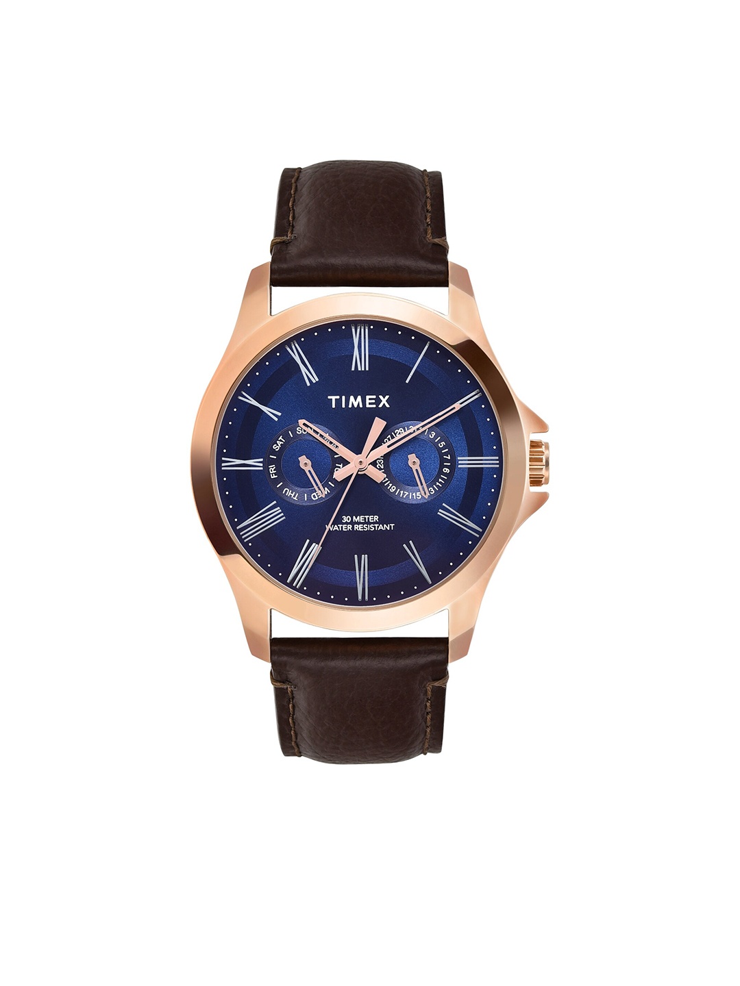 

Timex Men Leather Straps Analogue Watch TW000X133, Blue
