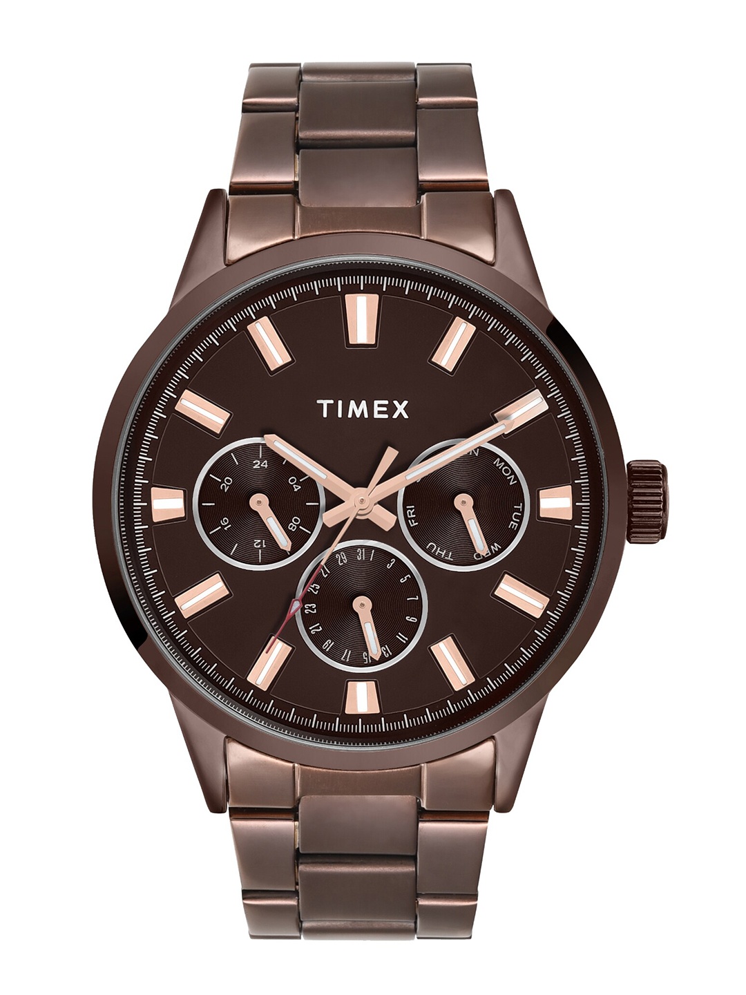 

Timex Men Stainless Steel Bracelet Style Straps Multi Function Analogue Watch TWEG19929, Brown